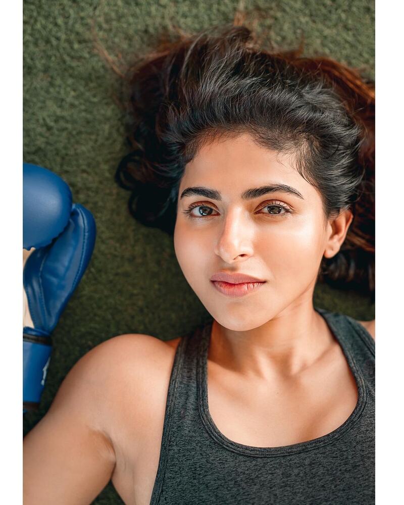 Aishwarya menon with boxing gloves