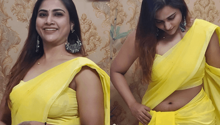 Myna nandhini new video yellow saree