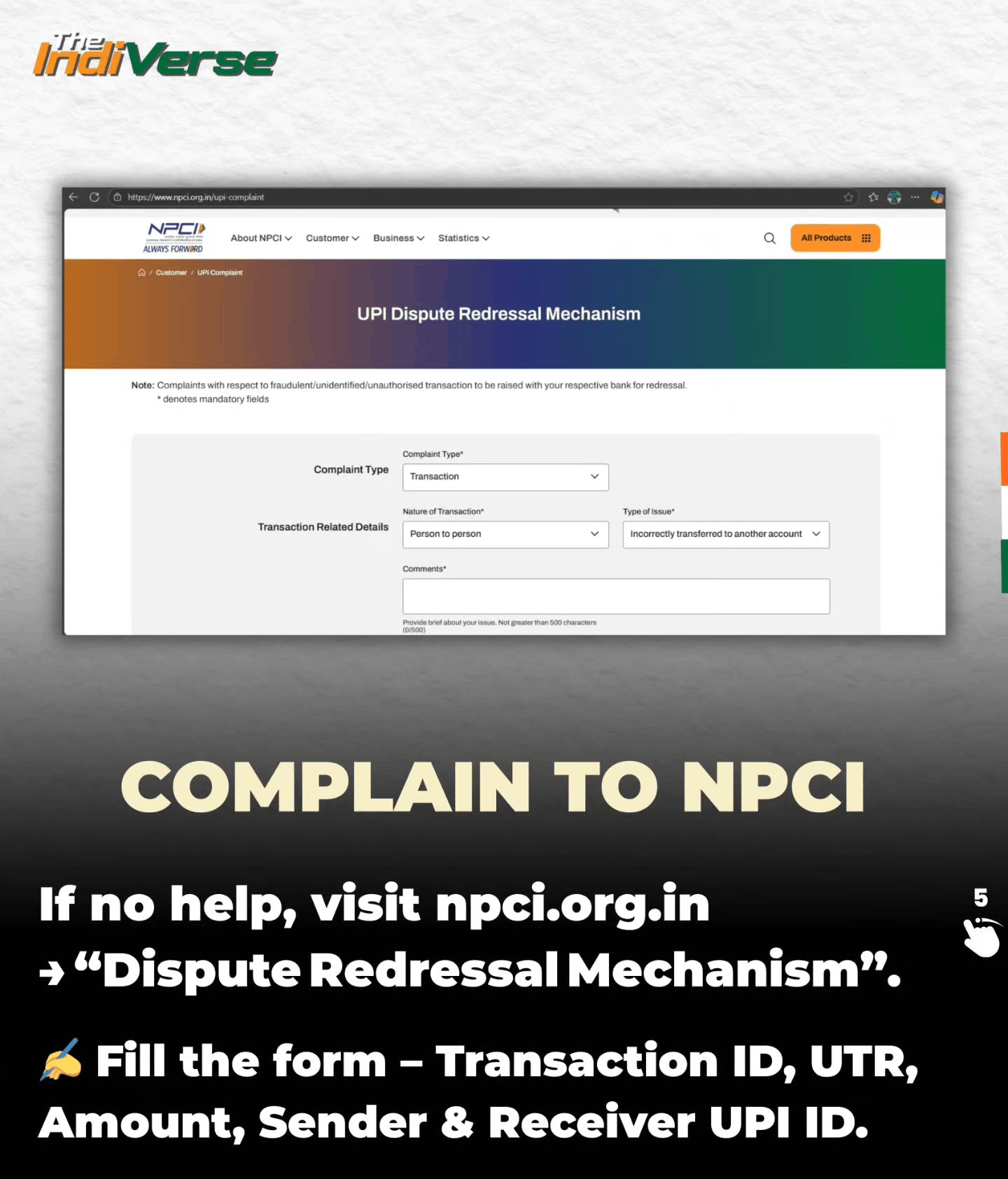 Upi wrong account money refund npci complaint guide