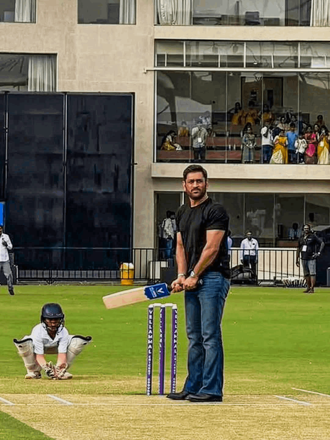 Ms dhoni batting madurai new cricket stadium opening