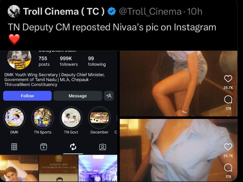 Udhayanidhi stalin tamilnadu deputy cm nivashini post socialmedia issue