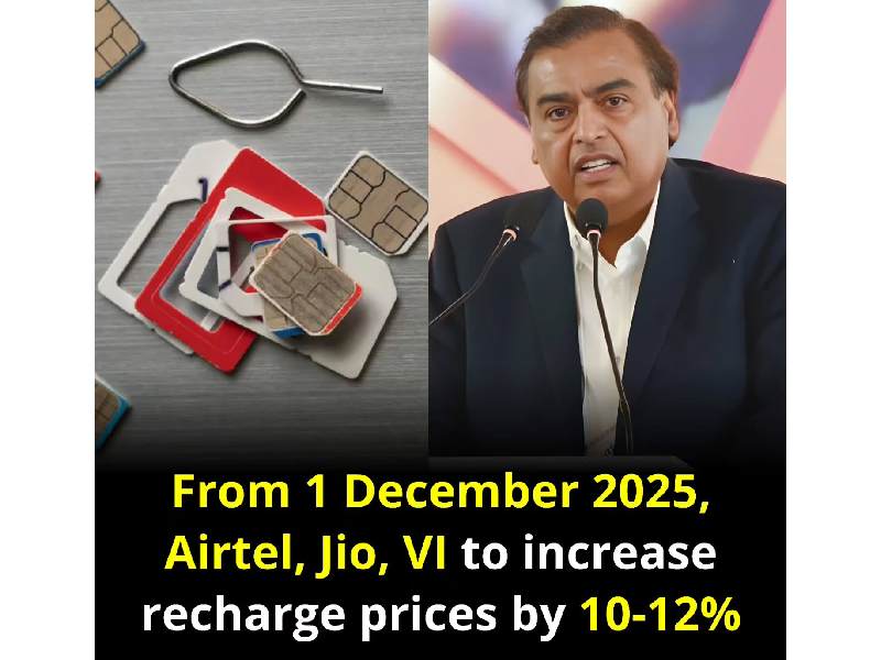 Jio airtel vi mobile recharge price hike 2026 india