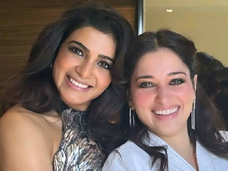 Samantha tamannaah together in mumbai kollywood fans celebrate