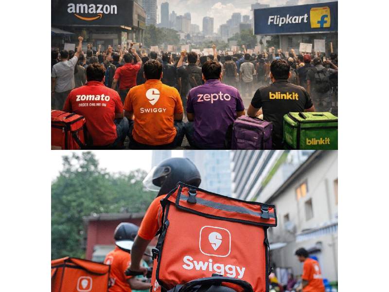 Gig workers strike swiggy zomato quick delivery india